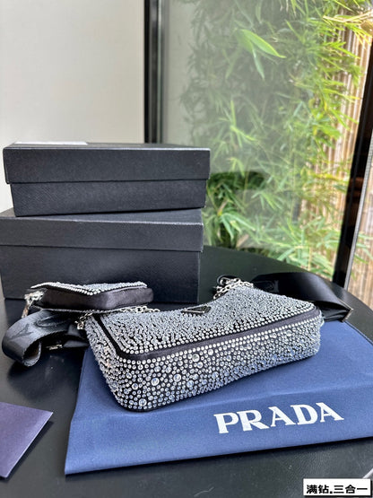 PRA 22 SATIN MINI-BAG WITH FULLY RHINSTONES