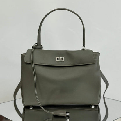 RODEO SMALL BAG 29 IN KHAKI GREEN SMOOTH CALFSKIN SILVER HARDWARE