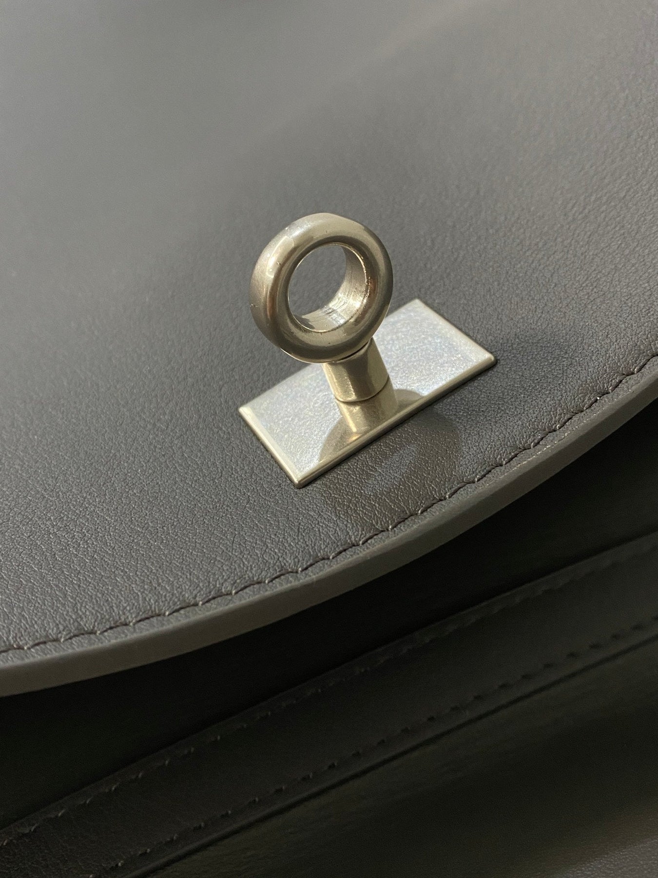 RODEO MEDIUM BAG 35 IN GREY SMOOTH CALFSKIN SILVER HARDWARE