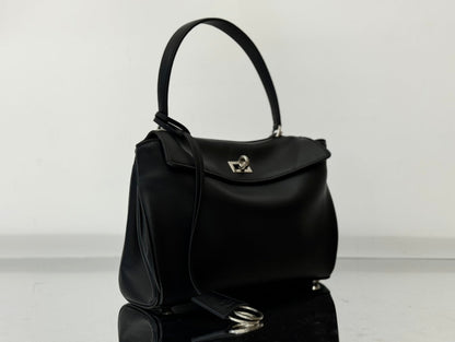 RODEO MINI BAG 22 IN BLACK SMOOTH CALFSKIN SILVER HARDWARE