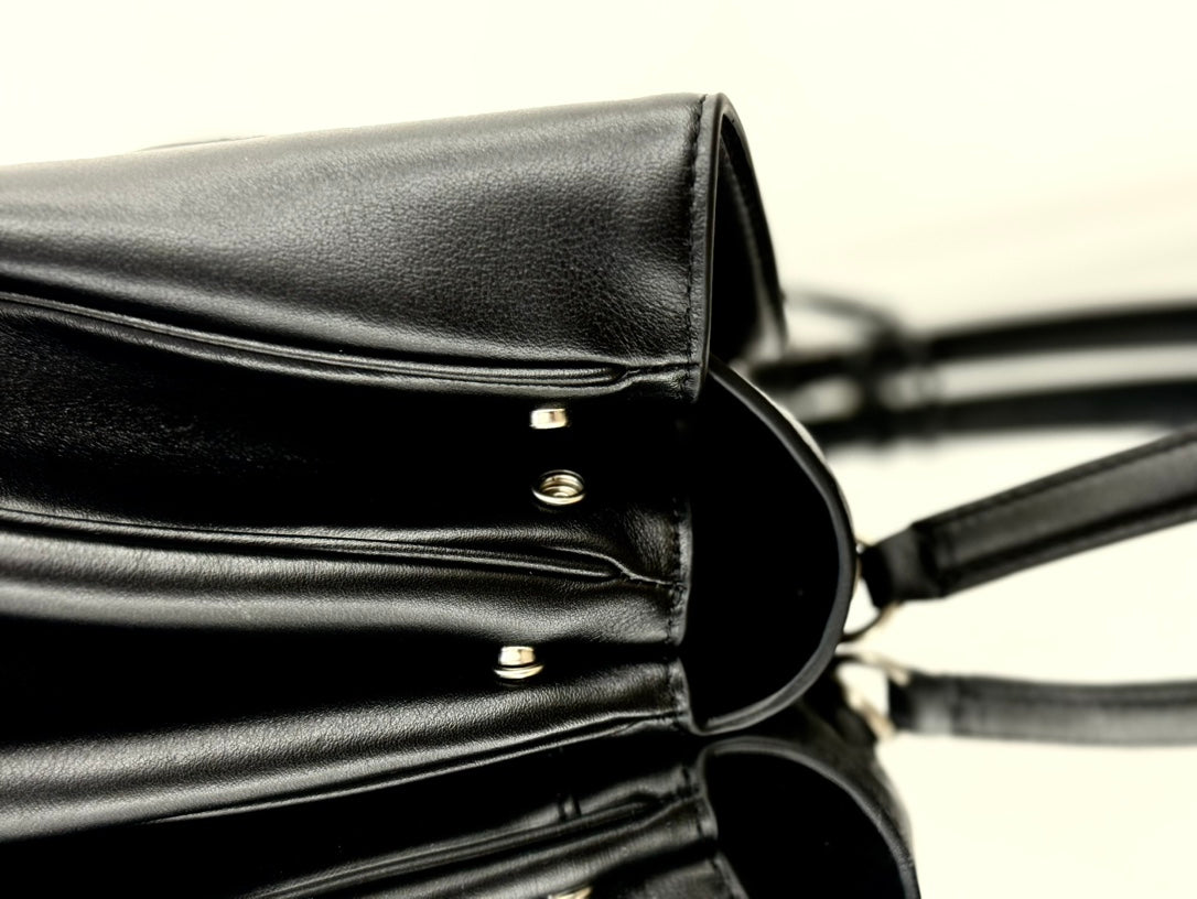 RODEO LARGE BAG 40 IN BLACK SMOOTH CALFSKIN SILVER HARDWARE