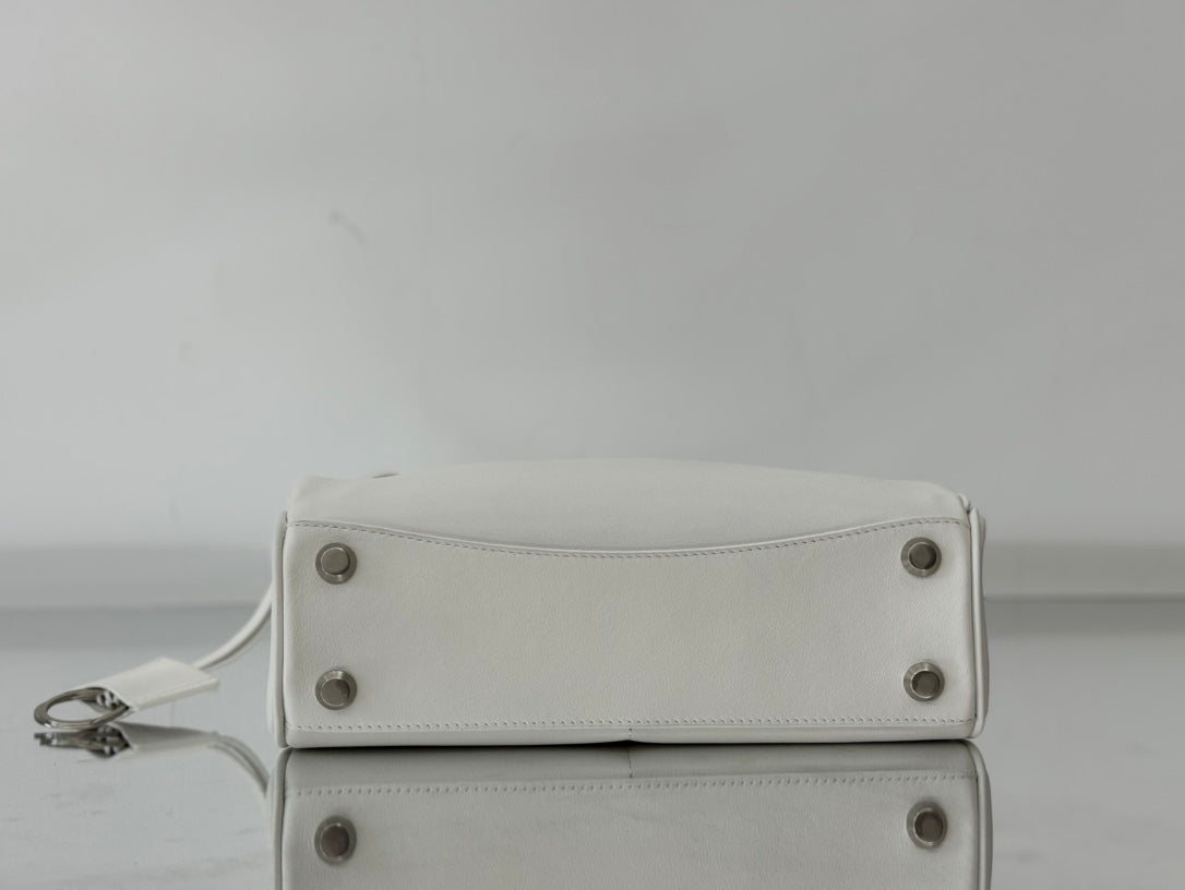 RODEO SMALL BAG 29 IN WHITE SMOOTH CALFSKIN SILVER HARDWARE