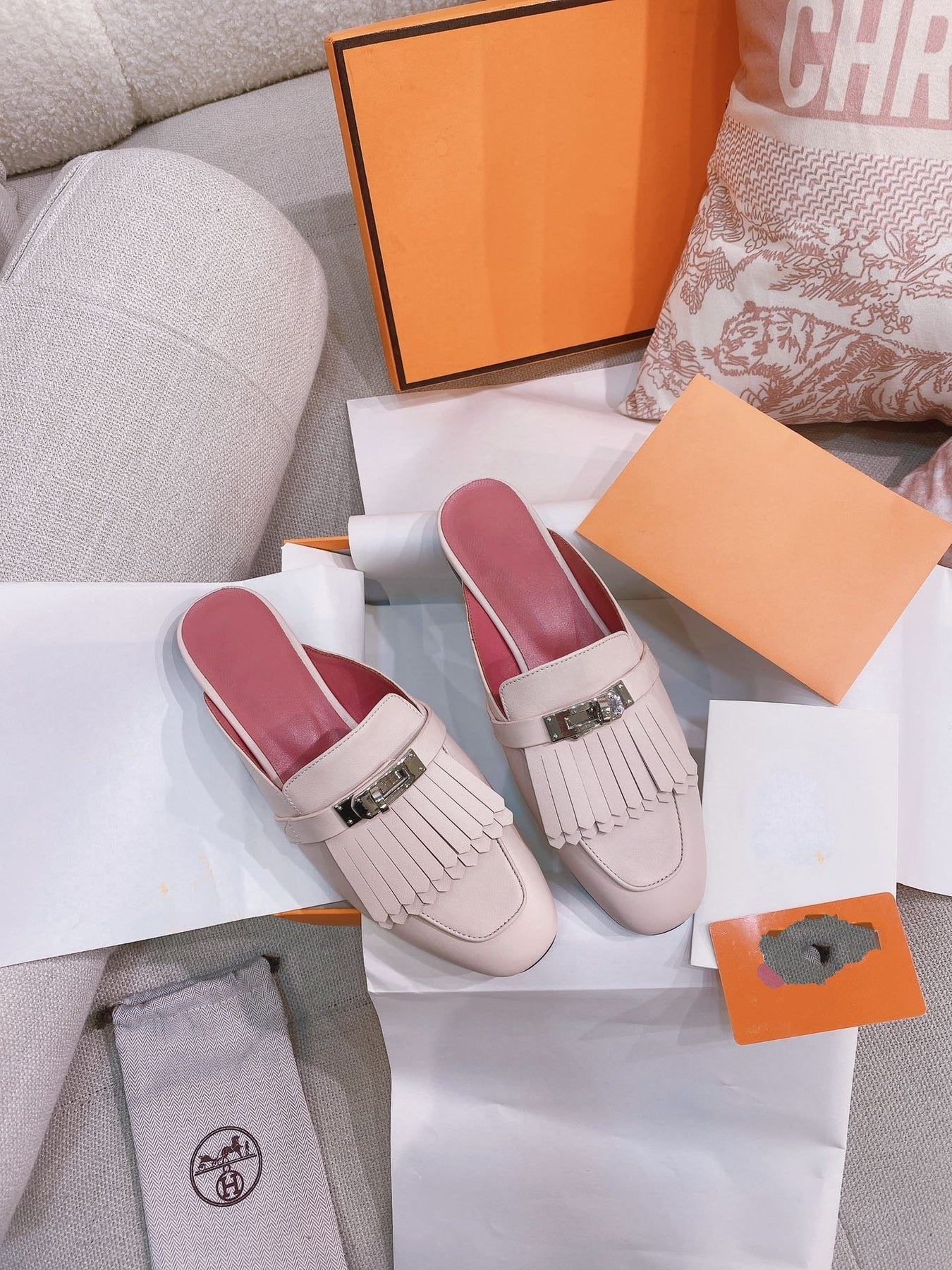 OZ Mule Fringed Light Pink