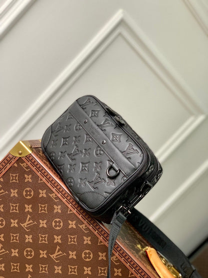 ALPHA NANO BAG 24 IN BLACK MONOGRAM SHADOW EMBOSSED COWHIDE