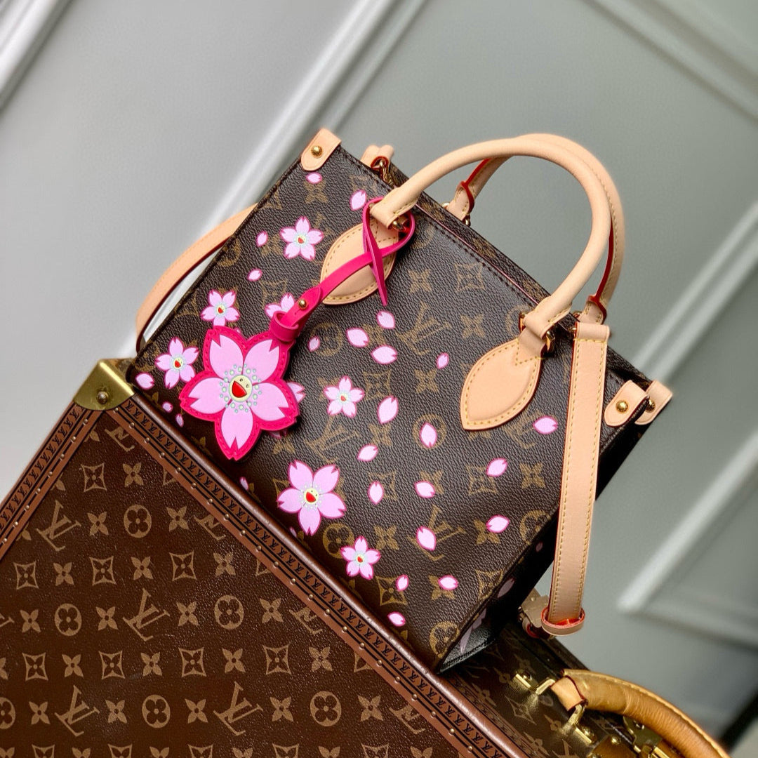 ONTHEGO PM CHERRY BLOSSOM IN SAKURA BROWN MONOGRAM COATED CANVAS