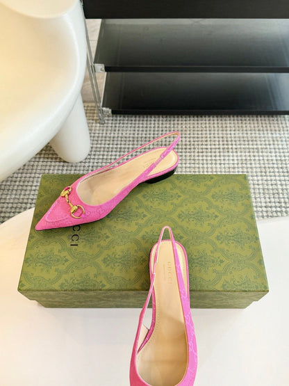 GG HORSEBIT SLINGBACK BALLET FLAT PINK CANVAS