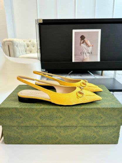 GG HORSEBIT SLINGBACK BALLET FLAT LEMON CANVAS