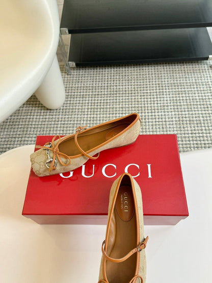 GG BALLET FLAT TORTILLA FABRIC