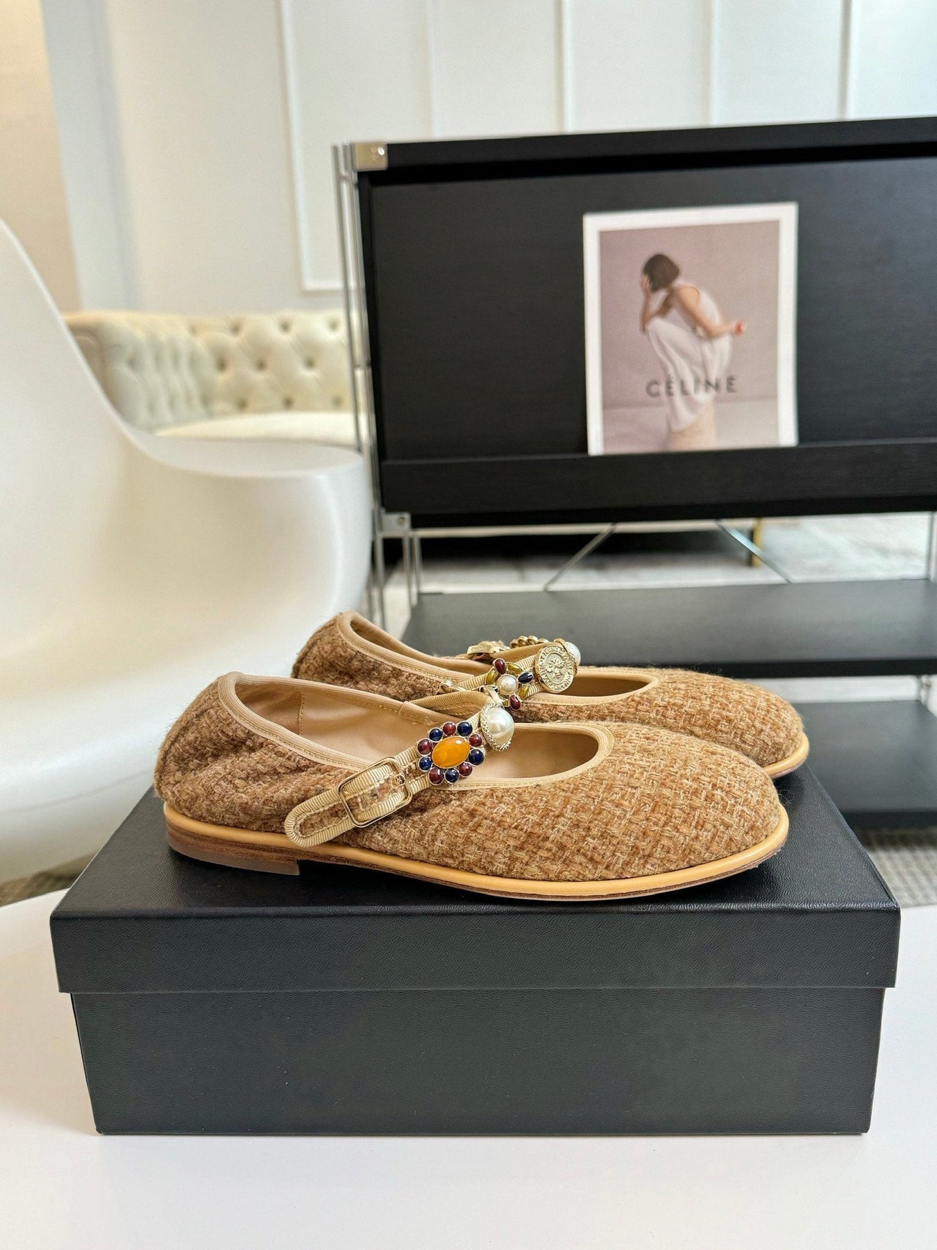 MARY JANE SHOES GRANOLA YELLOW WOOL TWEED