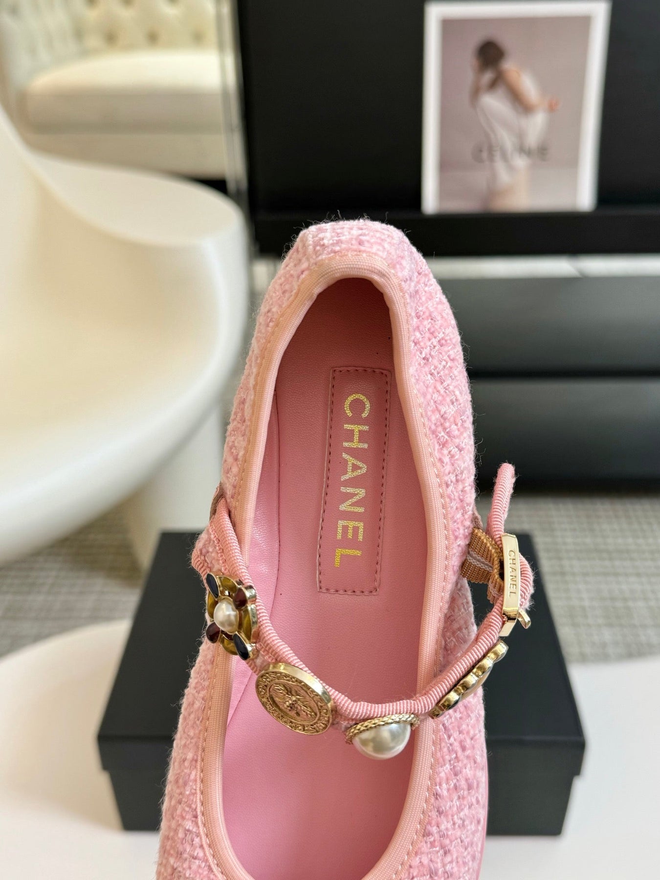 MARY JANE SHOES LIGHT PINK WOOL TWEED