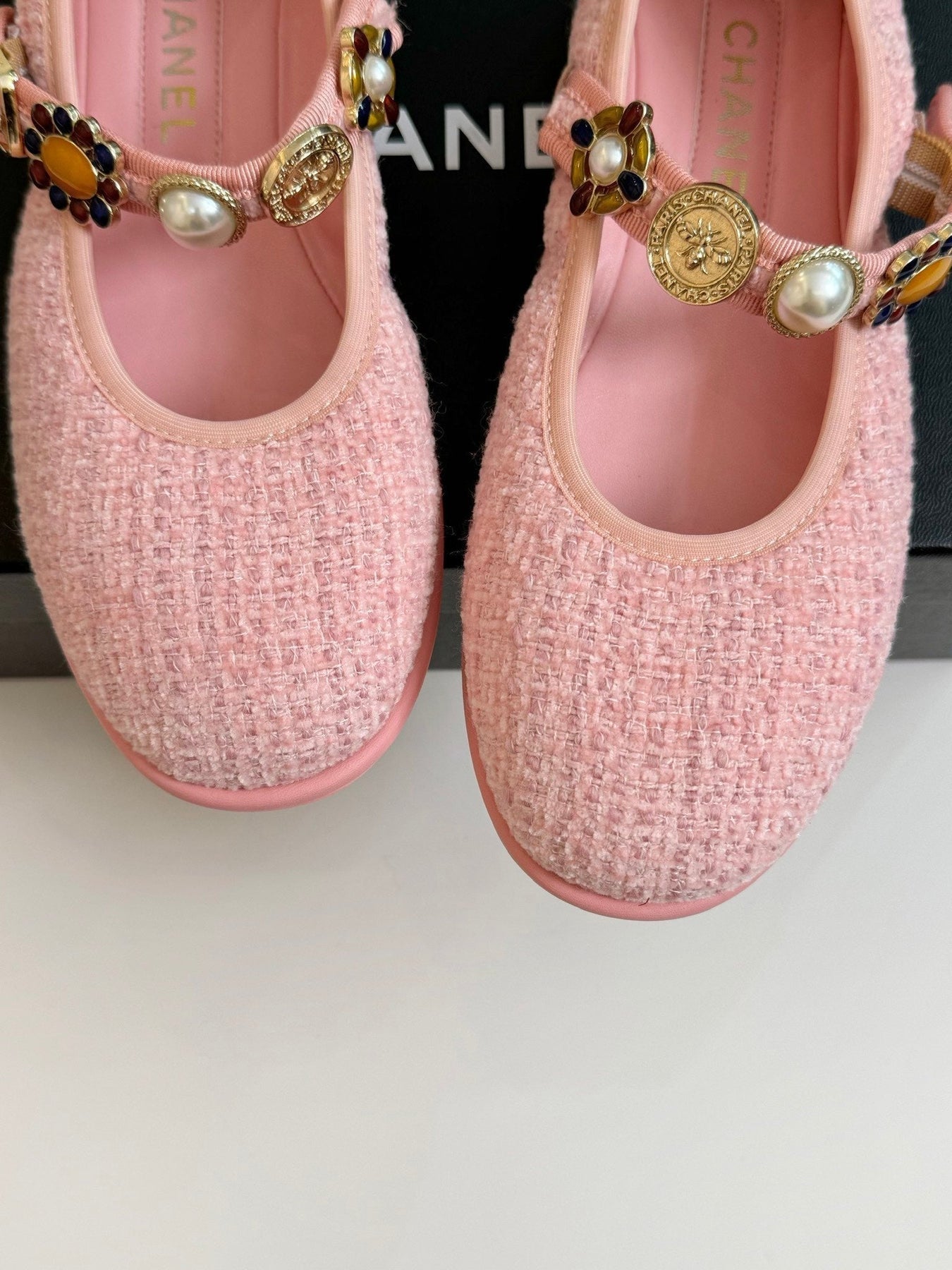 MARY JANE SHOES LIGHT PINK WOOL TWEED
