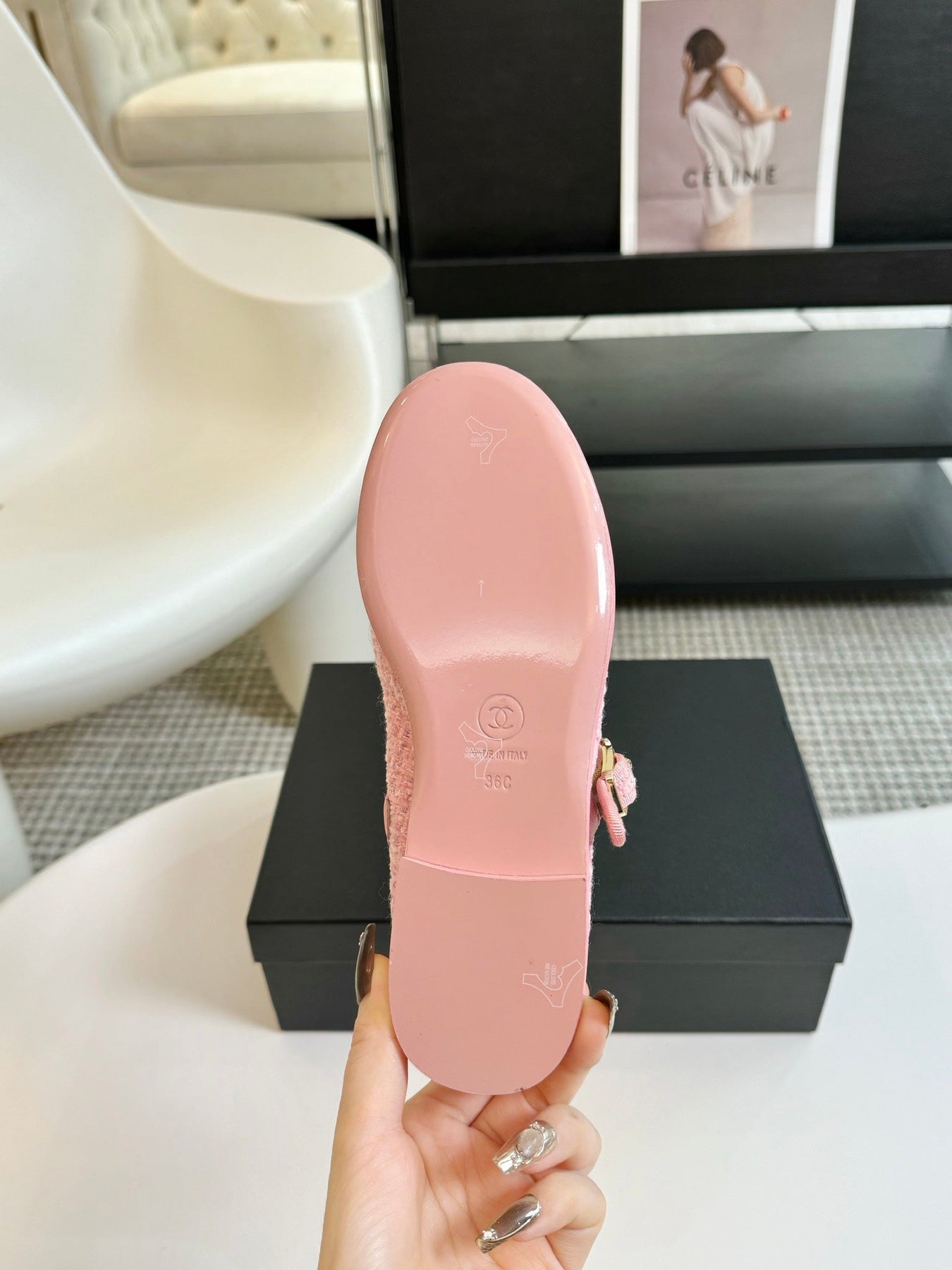 MARY JANE SHOES LIGHT PINK WOOL TWEED