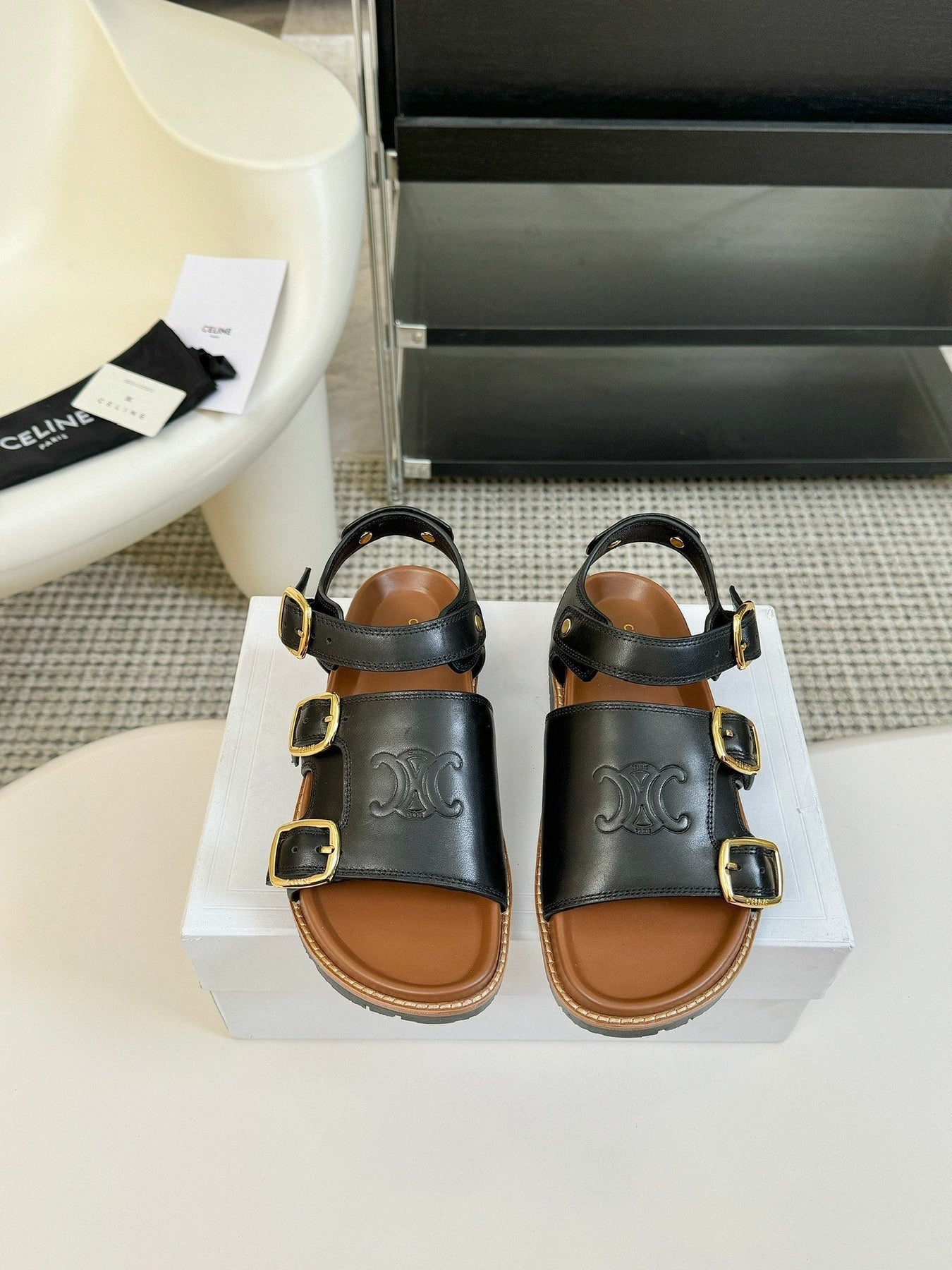 MINO SANDAL IN BLACK CALFSKIN