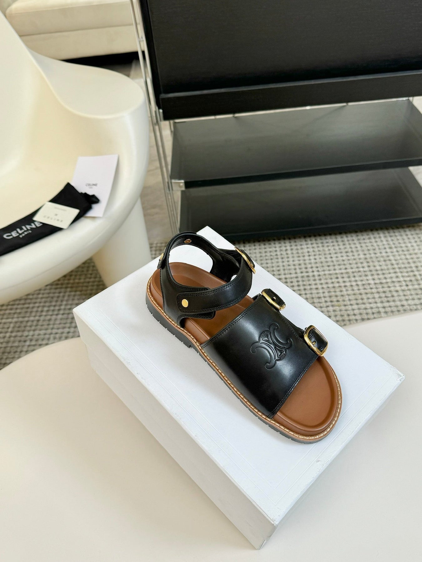 MINO SANDAL IN BLACK CALFSKIN