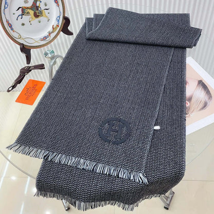 GRANITE MUFFLER 180 CM SCARF IN MARINE MIX BLEU MOYEN CASHMERE