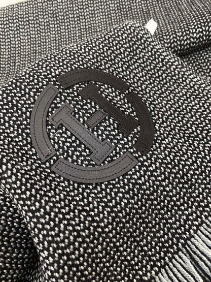 GRANITE MUFFLER 180 CM SCARF IN MARINE MIX BLEU MOYEN CASHMERE