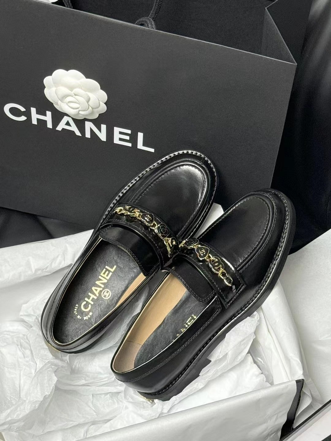 CC LOAFERS BLACK QUILTED CALFSKIN