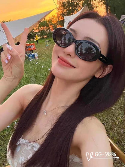 OVAL FRAME SUNGLASSES 59886 IN ACETATE