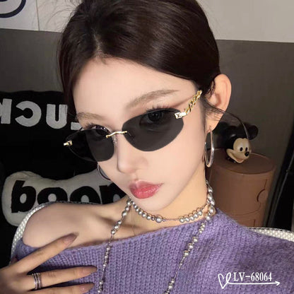 CHAIN CAT EYE SUNGLASSES 68064 IN METAL