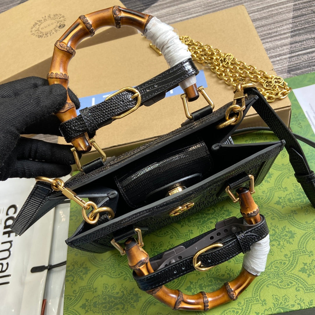 GG DIANA JUMBO 20 MINI TOTE BAG BLACK CANVAS