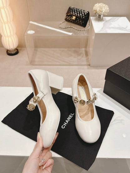 MARY JANE SHOES WHITE LAMBSKIN