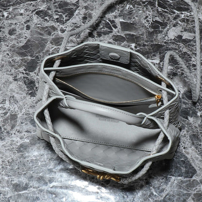 BV SMALL ANDIAMO 25CM GREY LAMBSKIN