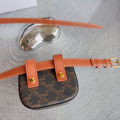 CL BELT MONOGRAM BROWN BAG TRIOMPHE 25 MM BELT TRIOMPHE ORANGE CALFSKIN