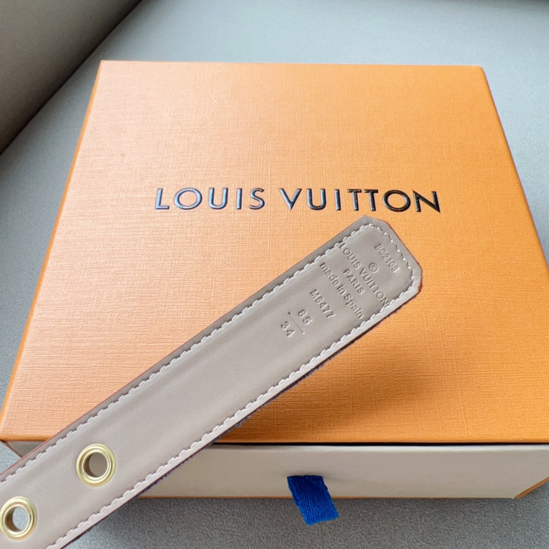 LV  30MM BELT LIGHT BLUE MONOGRAM DENIM GOLD HARDWARE