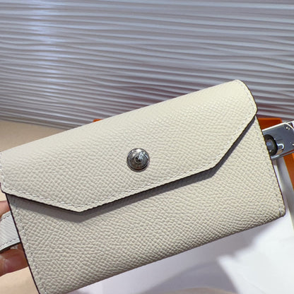 HM KELLY WHITE POCKET 18MM BELT LEATHER SILVER HARDWARE