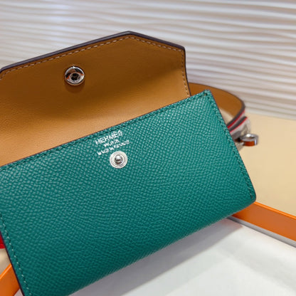 HM KELLY TEAL GREEN POCKET 18MM BELT CHERRY RED LEATHER SILVER HARDWARE