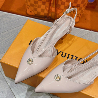 LV LOW HEEL SLINGBACK BEIGE