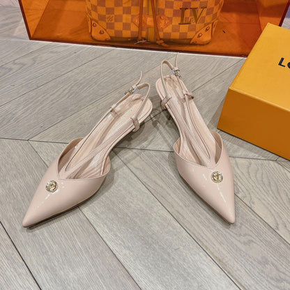 LV LOW HEEL SLINGBACK BEIGE