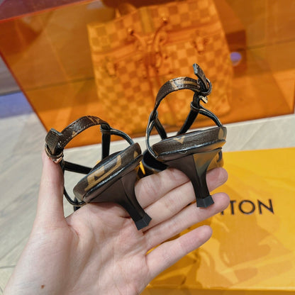 LV LOW HEEL SLINGBACK MONOGRAM CANVAS