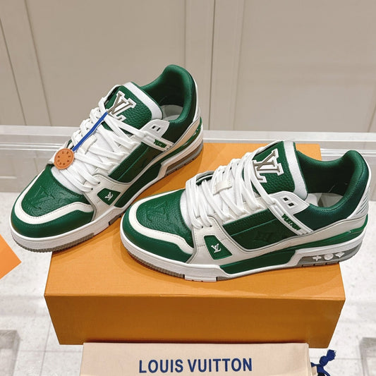LV TRAINER SNEAKER IN BORNEO GREEN GRAINED CALFSKIN