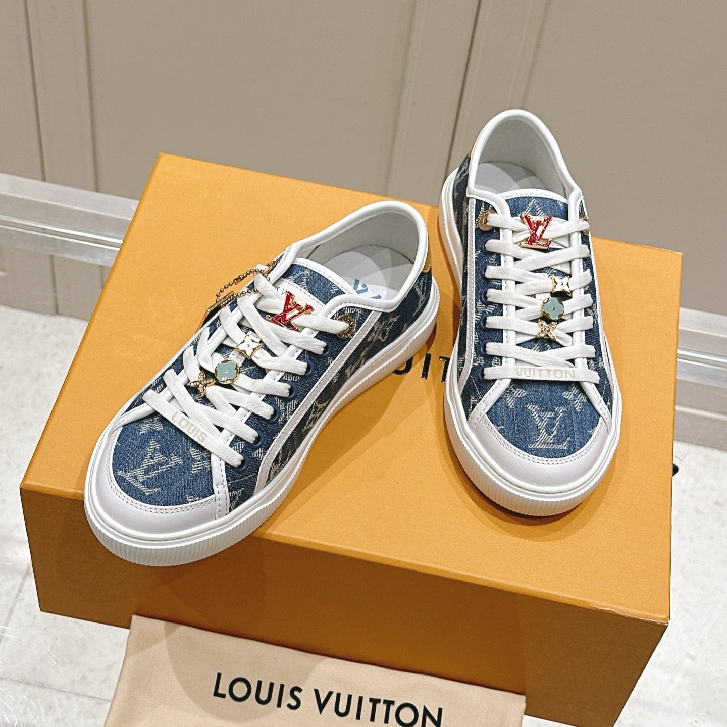 LV LAGOON SNEAKER IN DENIM BLUE MONOGRAM WITH BUCKLE