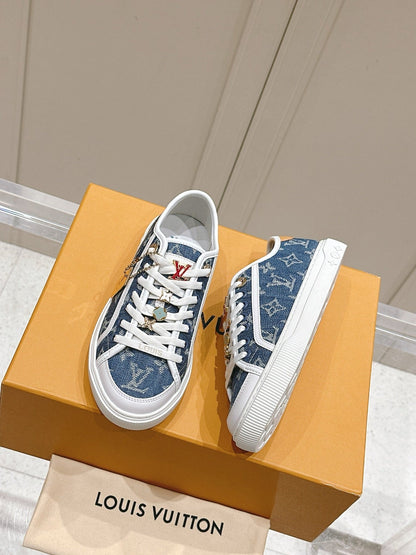 LV LAGOON SNEAKER IN DENIM BLUE MONOGRAM WITH BUCKLE
