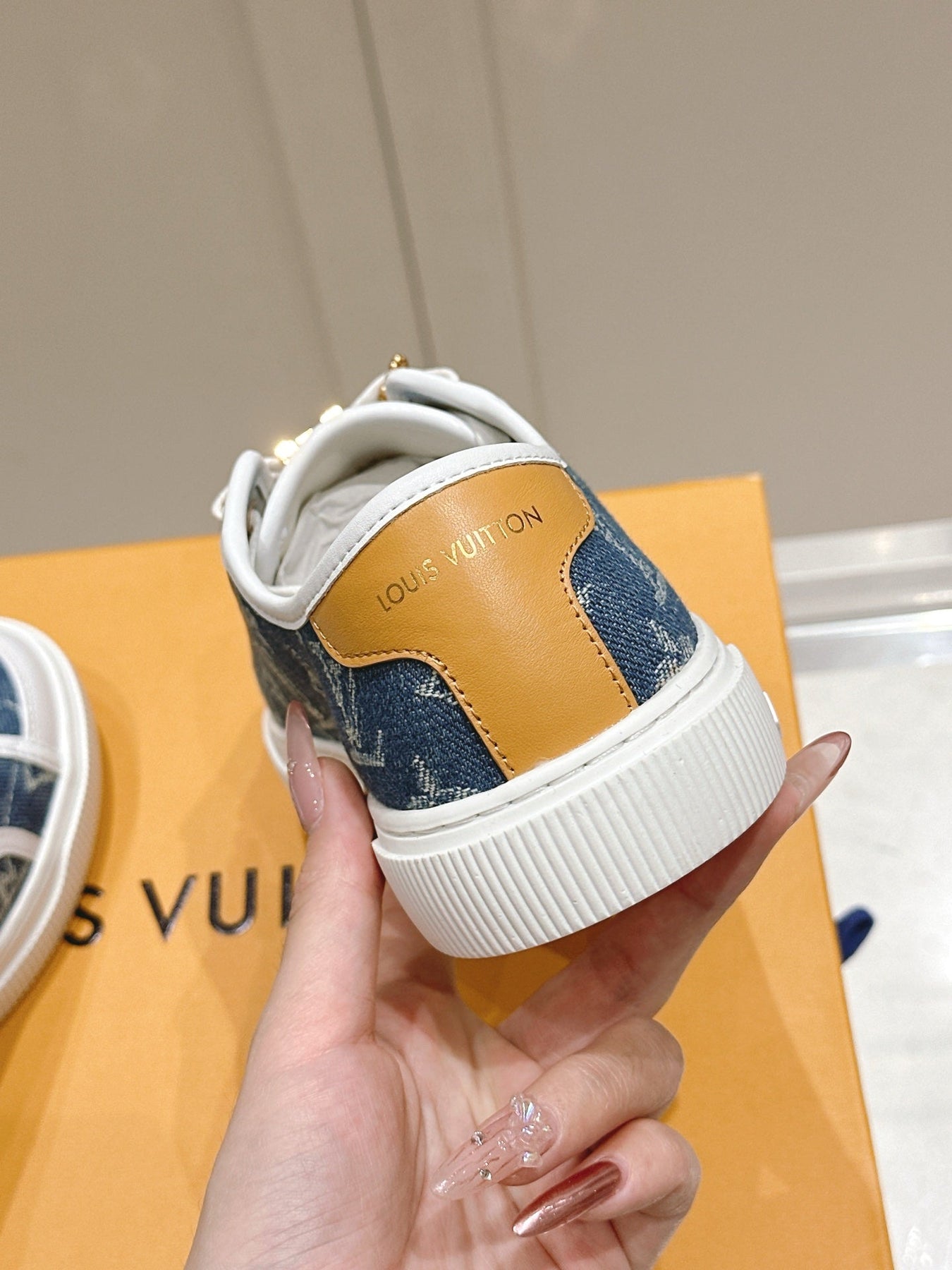 LV LAGOON SNEAKER IN DENIM BLUE MONOGRAM WITH BUCKLE