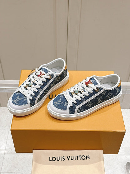 LV LAGOON SNEAKER IN DENIM BLUE MONOGRAM WITH BUCKLE