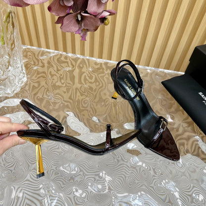 KITTY SANDALS 70 IN BLACK MAROON SHINY LEATHER