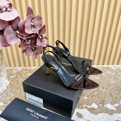 KITTY SANDALS 70 IN BLACK MAROON SHINY LEATHER