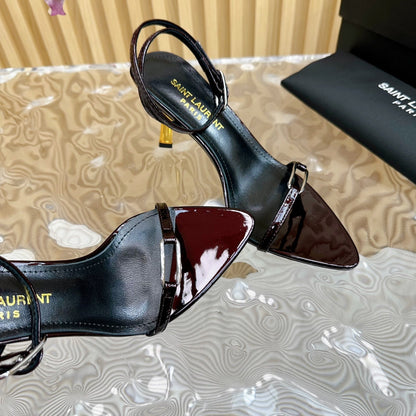 KITTY SANDALS 70 IN BLACK MAROON SHINY LEATHER