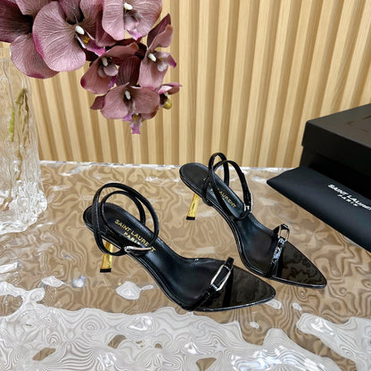 KITTY SANDALS 70 IN BLACK SHINY LEATHER