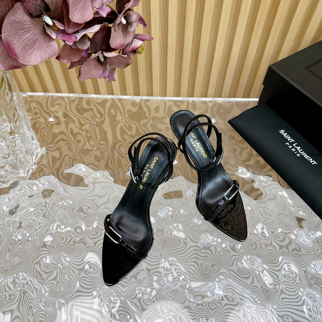 KITTY SANDALS 70 IN BLACK SHINY LEATHER