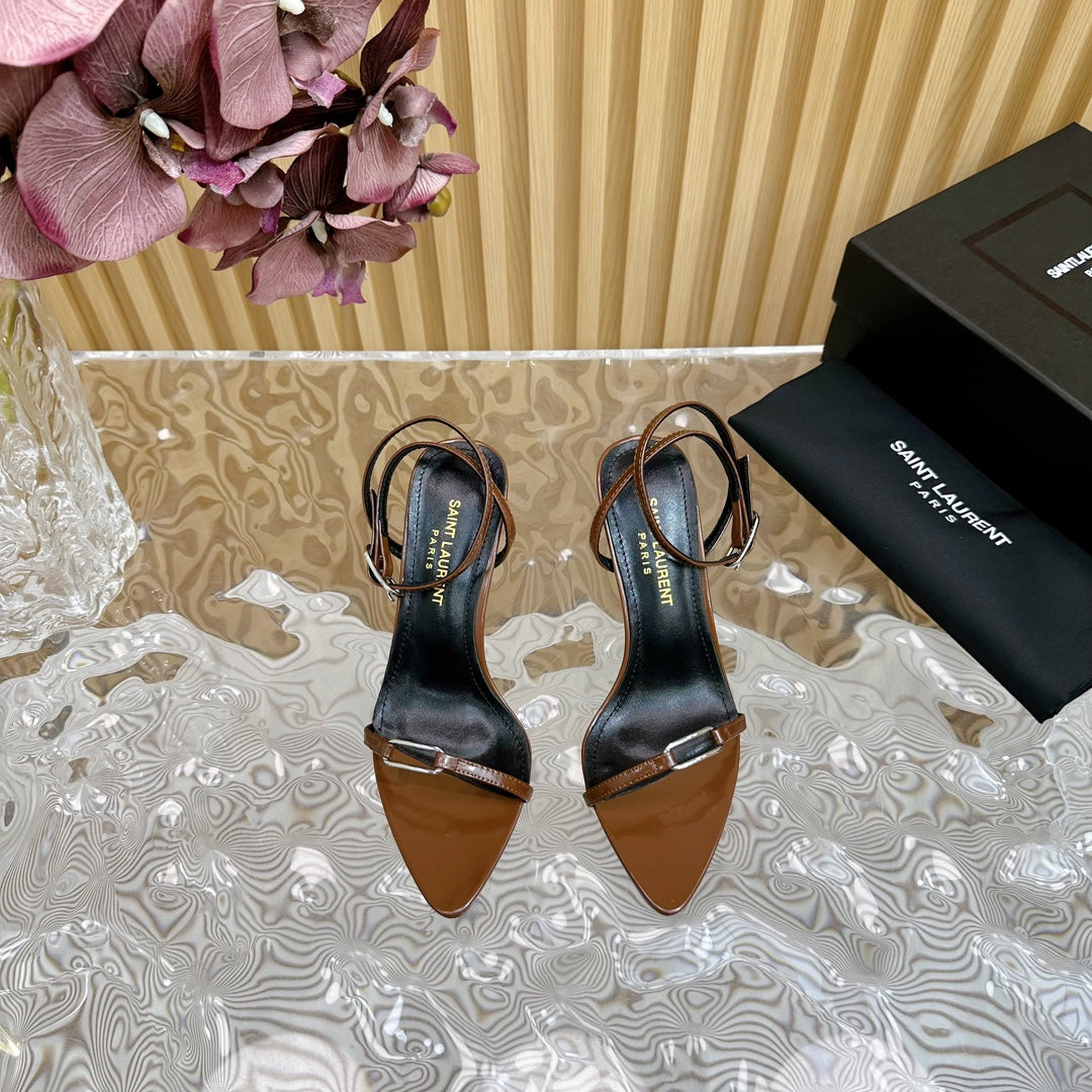 KITTY SANDALS 70 IN BROWN SHINY LEATHER