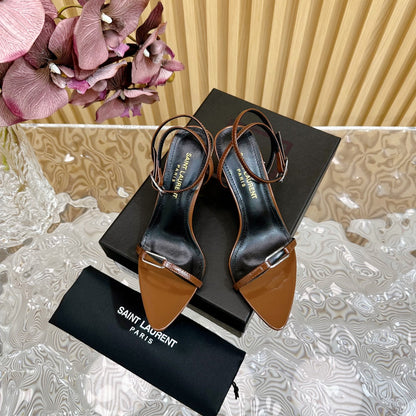 KITTY SANDALS 70 IN BROWN SHINY LEATHER