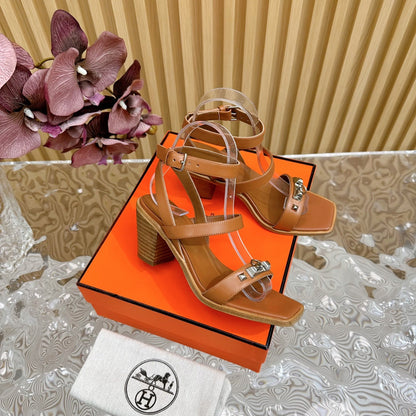 IVRESSE 65 SANDAL CARAMEL CALFSKIN