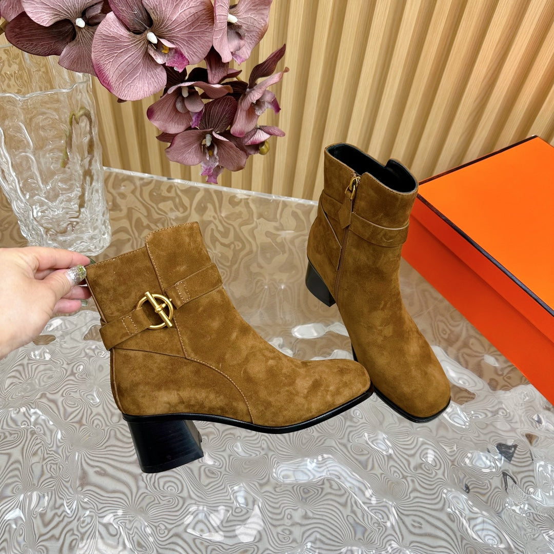 JILL 60 ANKLE BOOT IN CHOCOLATE BROWN SUEDE