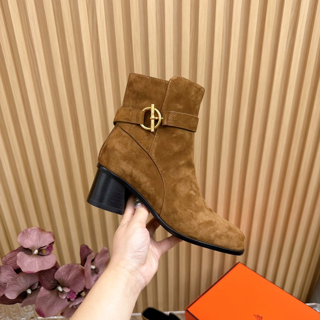 JILL 60 ANKLE BOOT IN CHOCOLATE BROWN SUEDE