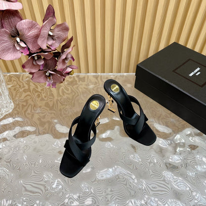 OPYUM 10 CM HIGH MULES IN BLACK SILK