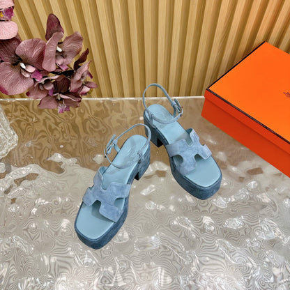 JAM 30 SANDAL IN SAPPHIRE BLUE VELVET